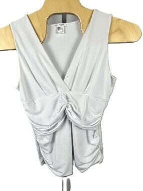 Venus Ruched V-Neck Sleeveless Tank Top Size XL Gathered Sides White